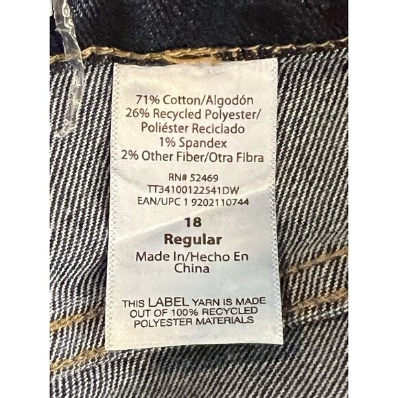 Time And Tru Dark Wash Jeans Slit Front Sz 18 Regular High Rise - Picture 9 of 11